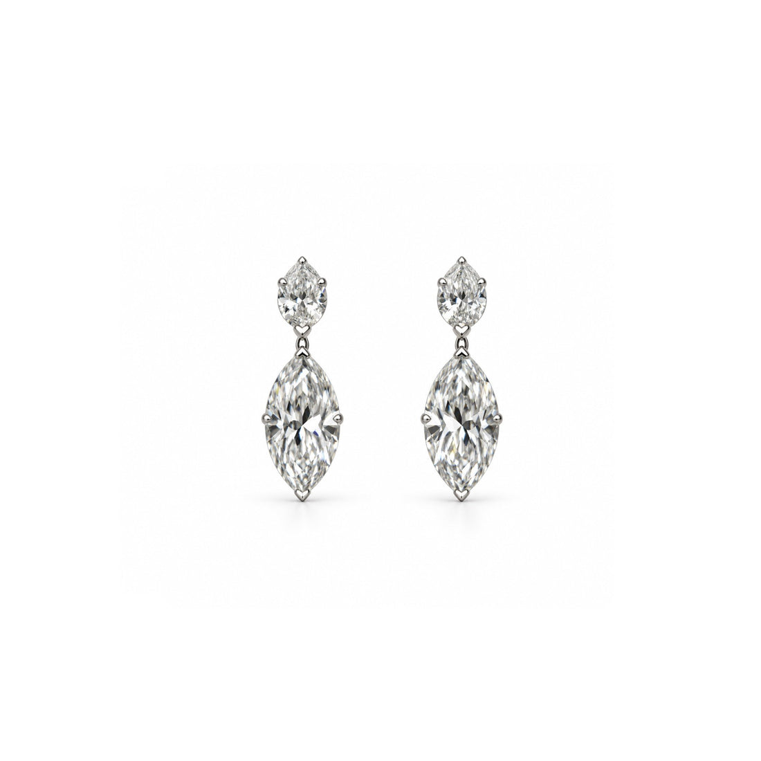 Marquise Diamond Drop Earrings in White Gold - ETERNAL JEWEL