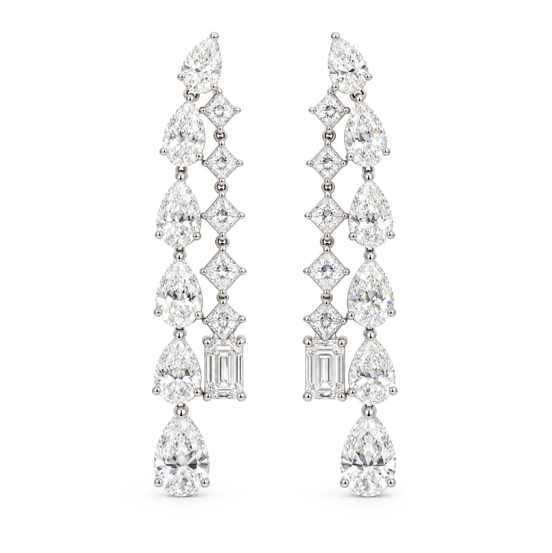 Mixed-Cut Diamond Cascade Drop Earrings - ETERNAL JEWEL