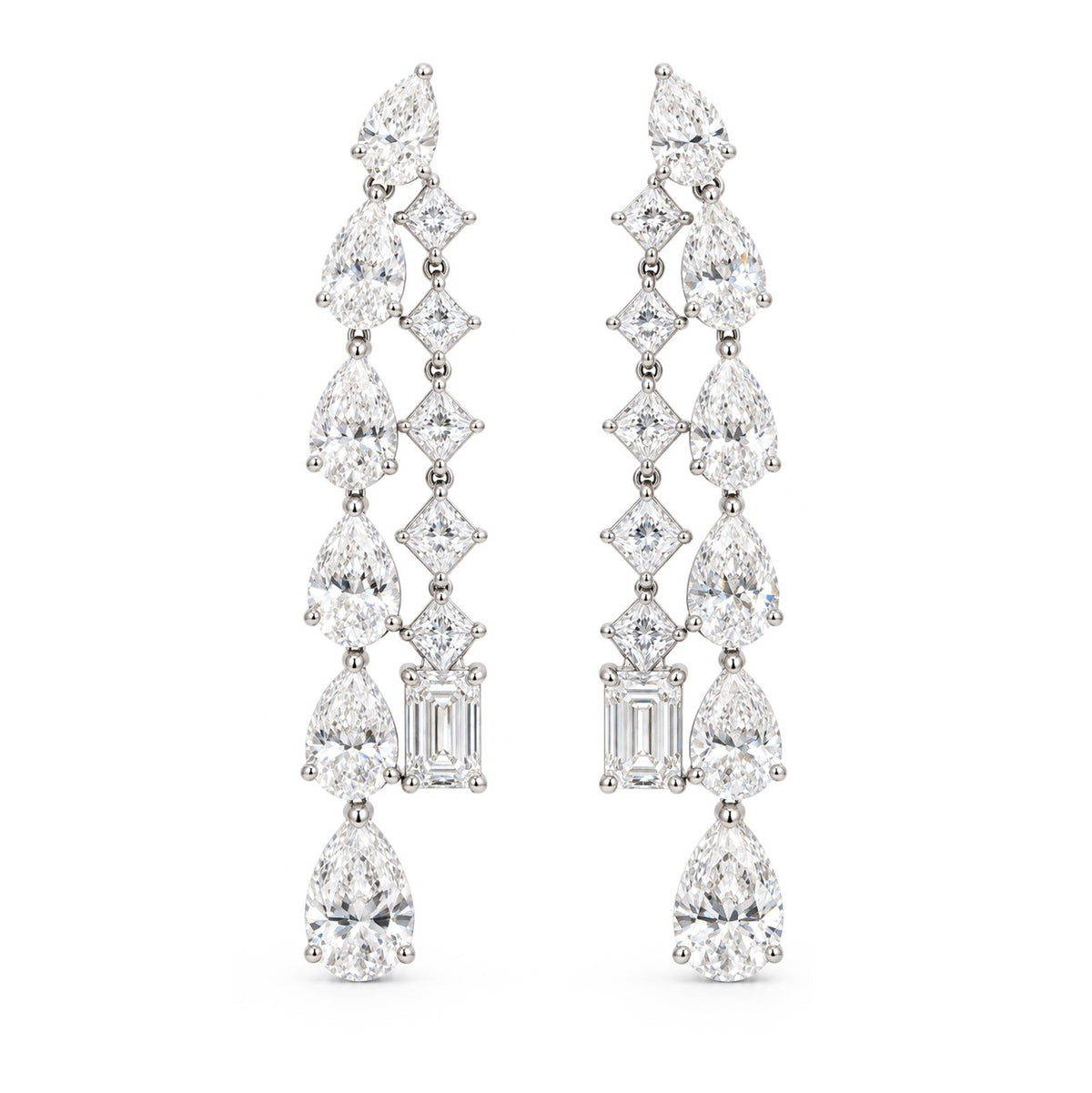 Mixed-Cut Diamond Cascade Drop Earrings - ETERNAL JEWEL