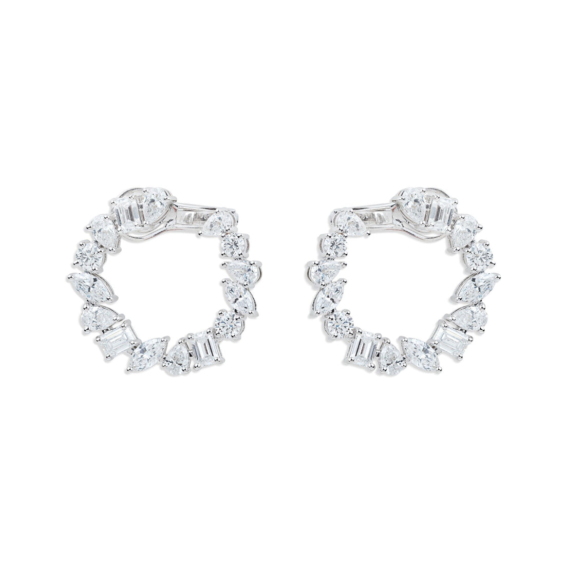 Multi - Cut Diamond Hoop Earrings - ETERNAL JEWEL