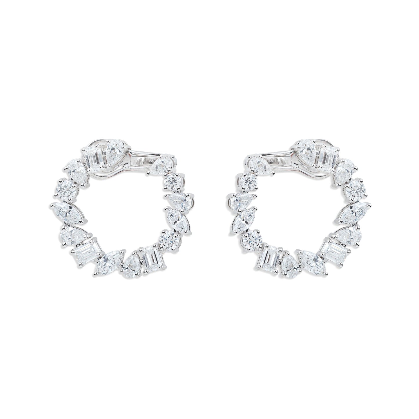 Multi - Cut Diamond Hoop Earrings - ETERNAL JEWEL