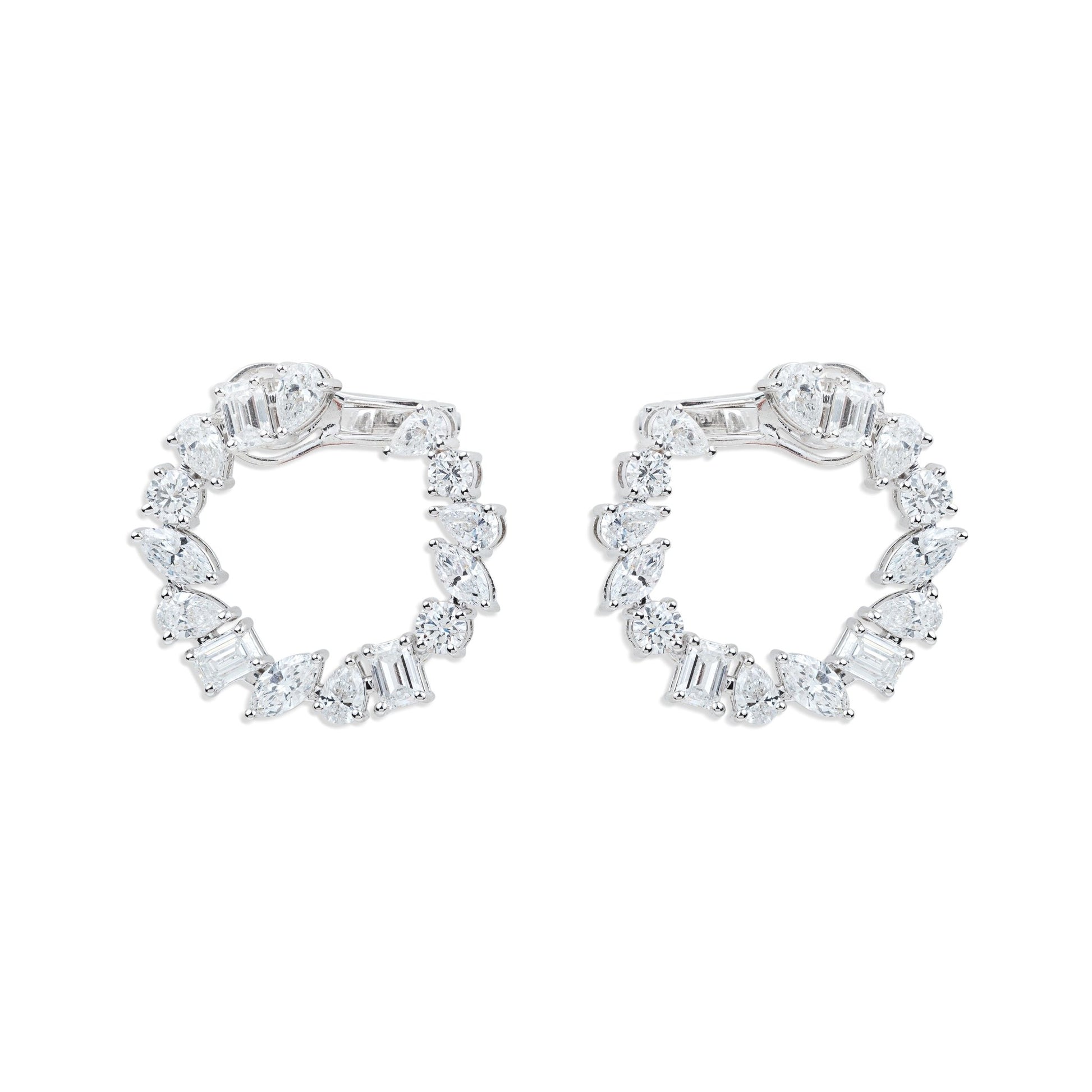 Multi - Cut Diamond Hoop Earrings - ETERNAL JEWEL