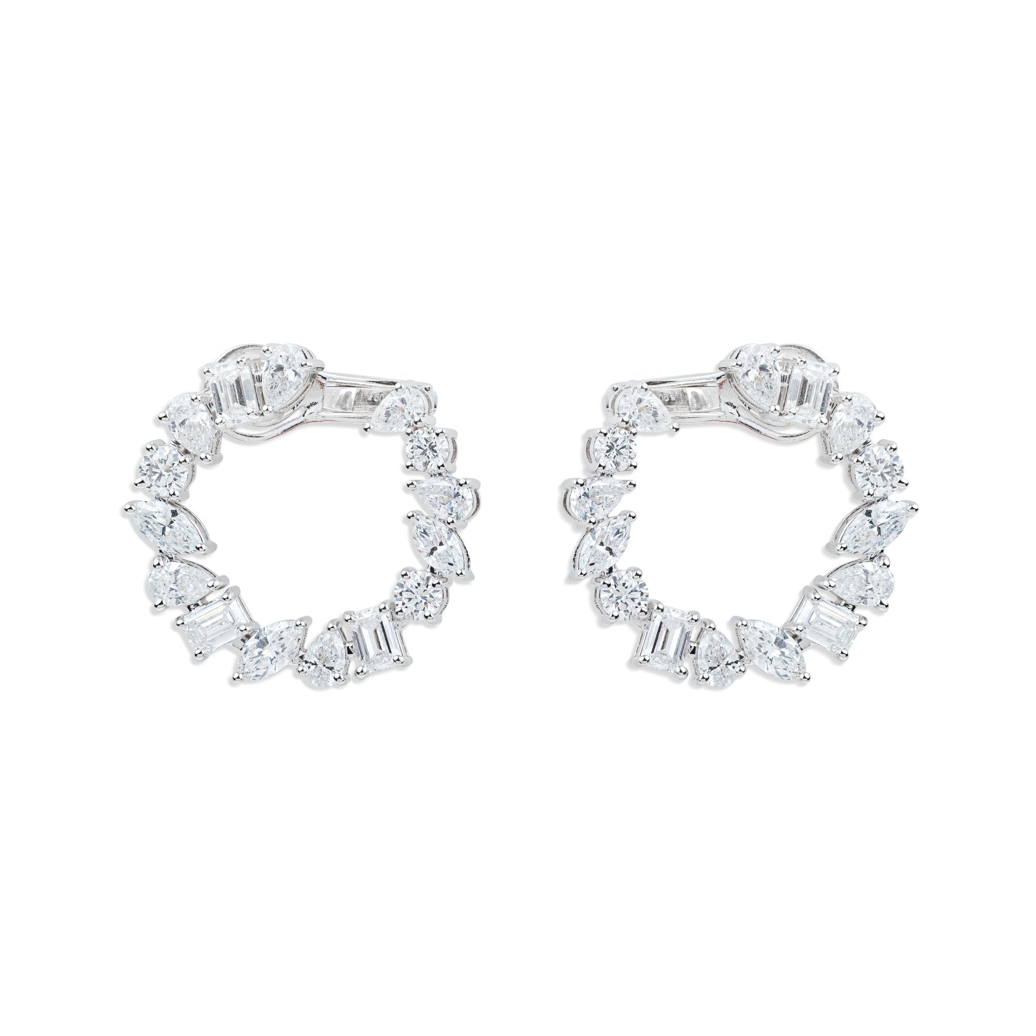Multi - Cut Diamond Hoop Earrings - ETERNAL JEWEL