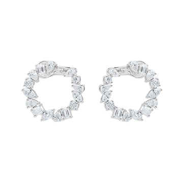 Multi - Cut Diamond Hoop Earrings - ETERNAL JEWEL