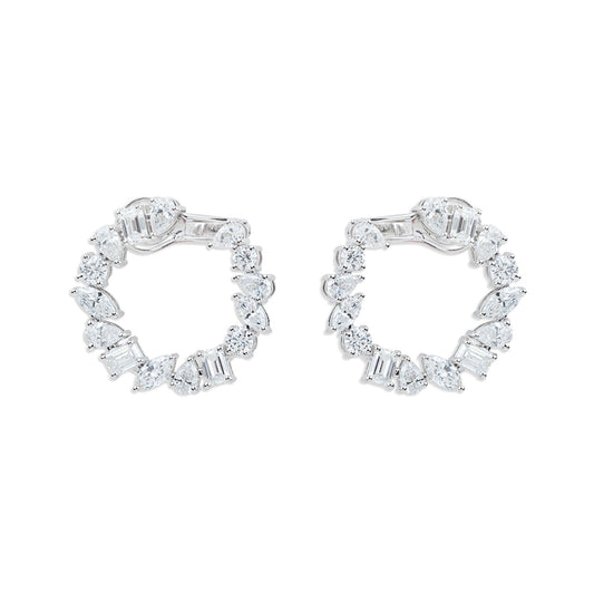 Multi - Cut Diamond Hoop Earrings - ETERNAL JEWEL