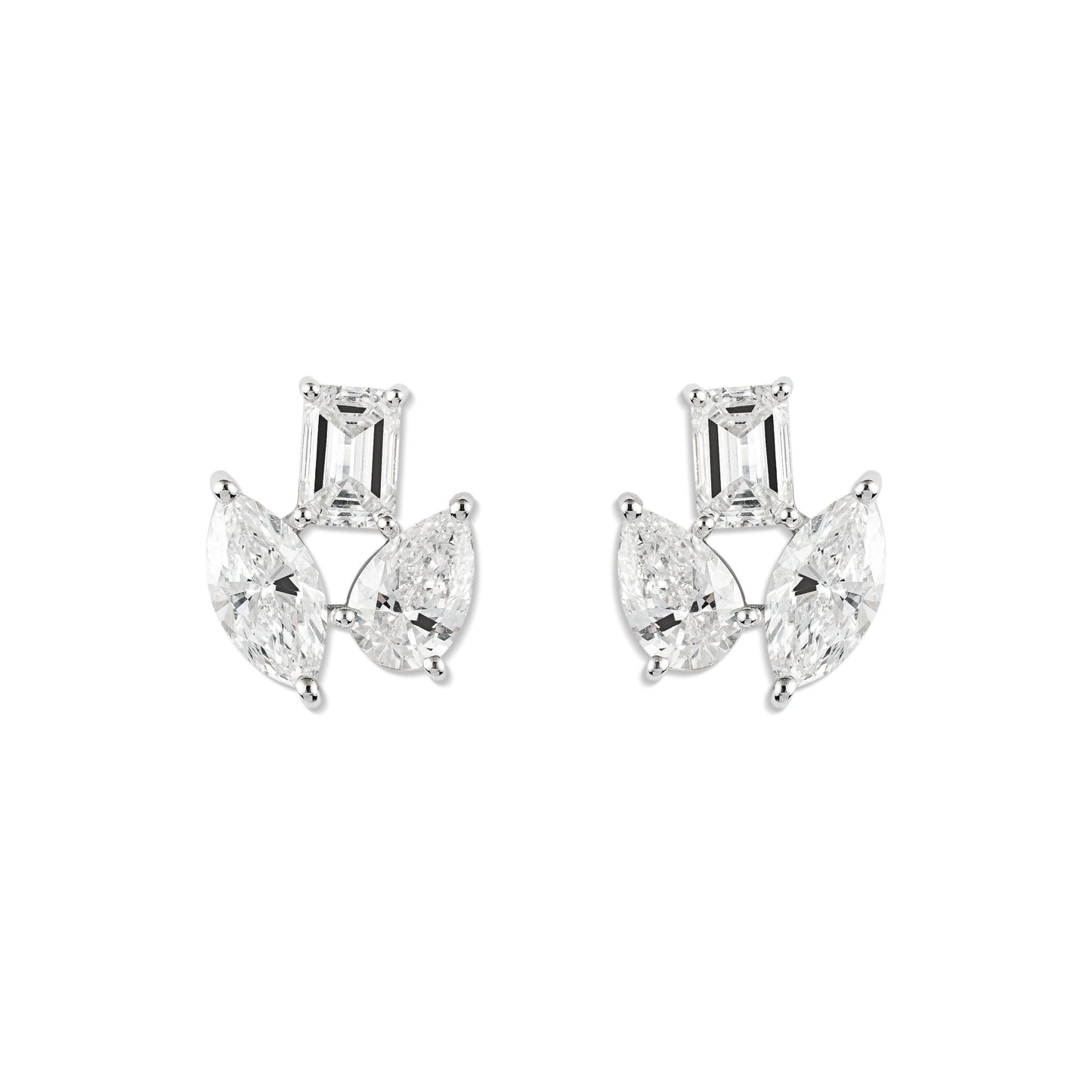 Multi - cut stud Diamond Earrings - ETERNAL JEWEL