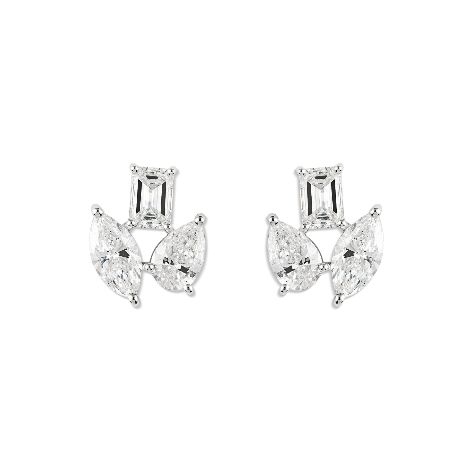 Multi - cut stud Diamond Earrings - ETERNAL JEWEL