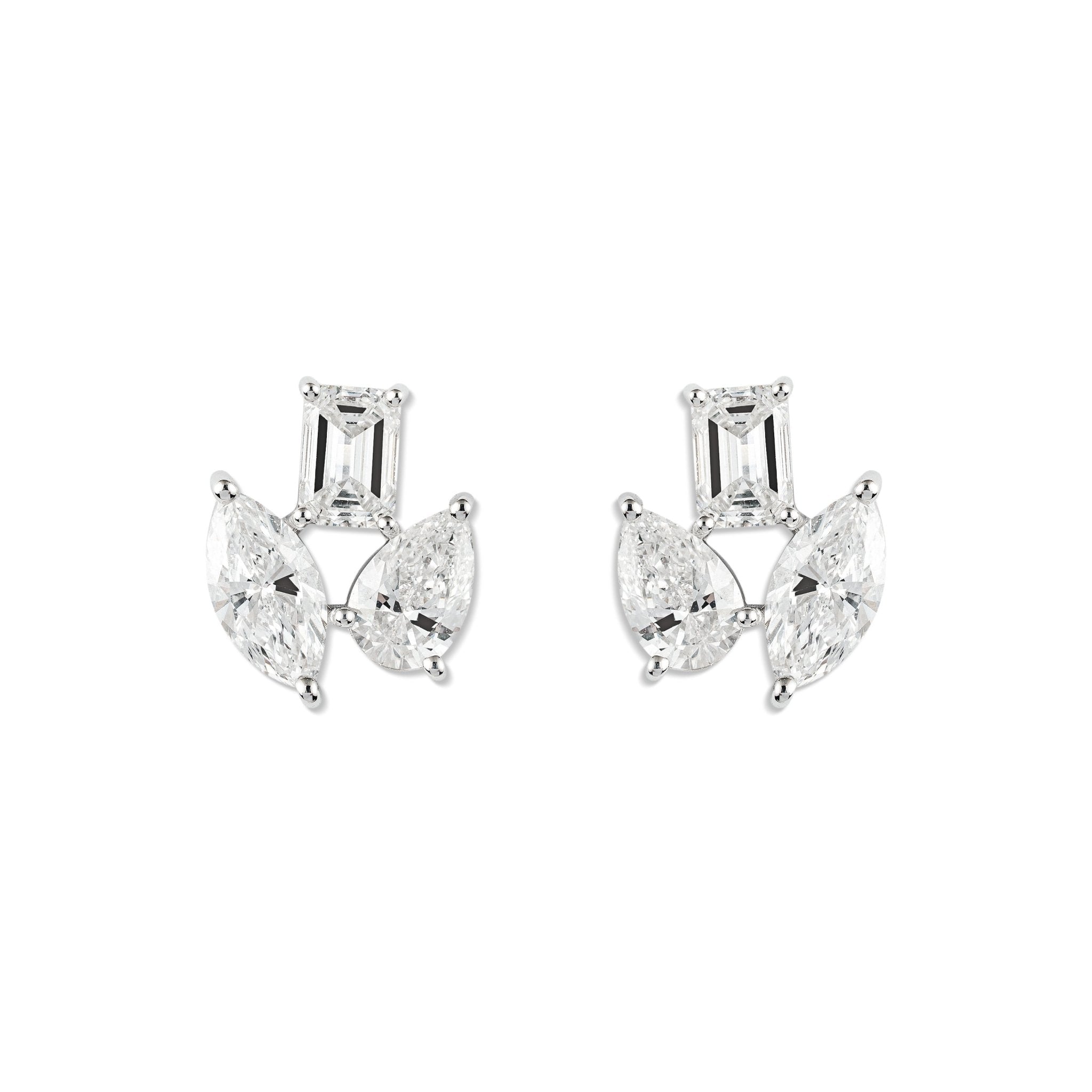 Multi - cut stud Diamond Earrings - ETERNAL JEWEL
