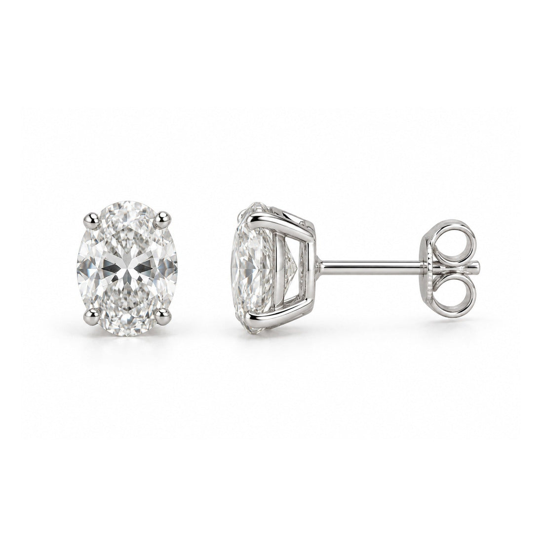 Oval-Cut Diamond Solitaire Stud Earrings - ETERNAL JEWEL