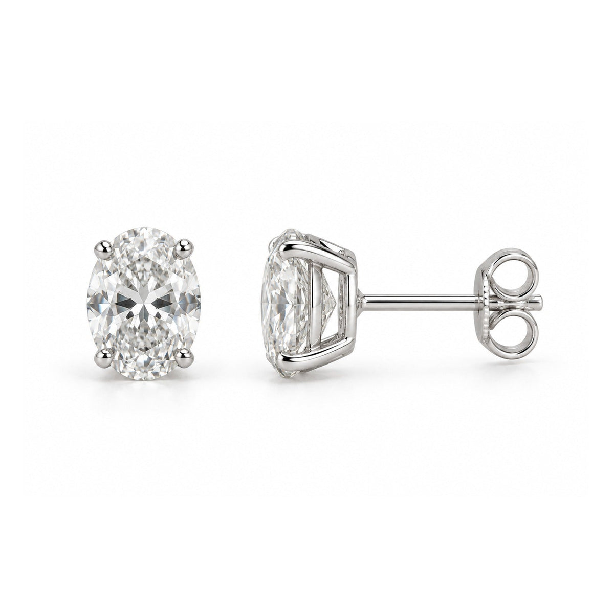 Oval-Cut Diamond Solitaire Stud Earrings - ETERNAL JEWEL