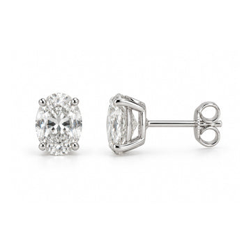 Oval-Cut Diamond Solitaire Stud Earrings - ETERNAL JEWEL