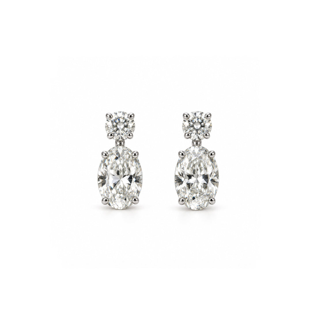 Oval & Round Diamond Drop Earrings - ETERNAL JEWEL