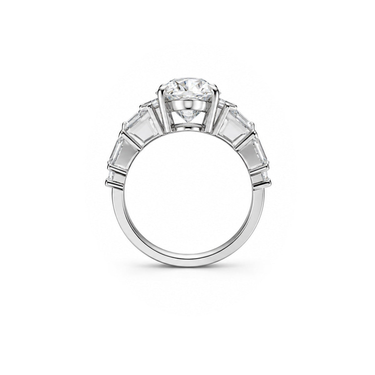 Pear-Cut Diamond Ring with Baguette Side Stones - ETERNAL JEWEL