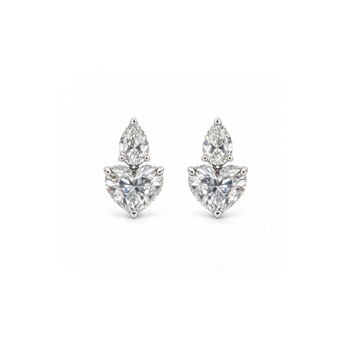 Pear & Heart-Cut Two-Diamond Earrings - ETERNAL JEWEL