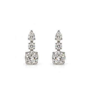 Pear, Round & Cushion Diamond Drop Earrings - ETERNAL JEWEL