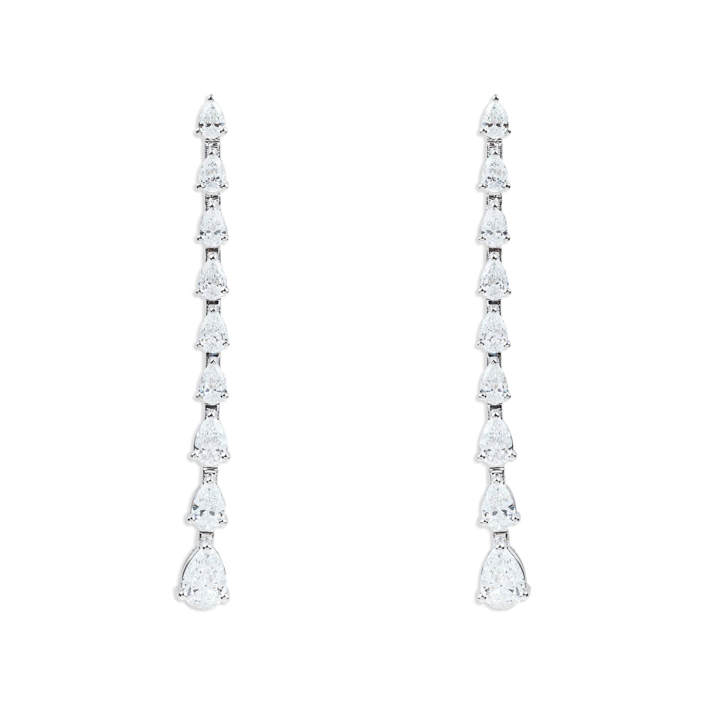 Pear - Shaped Diamond Long Earrings - ETERNAL JEWEL