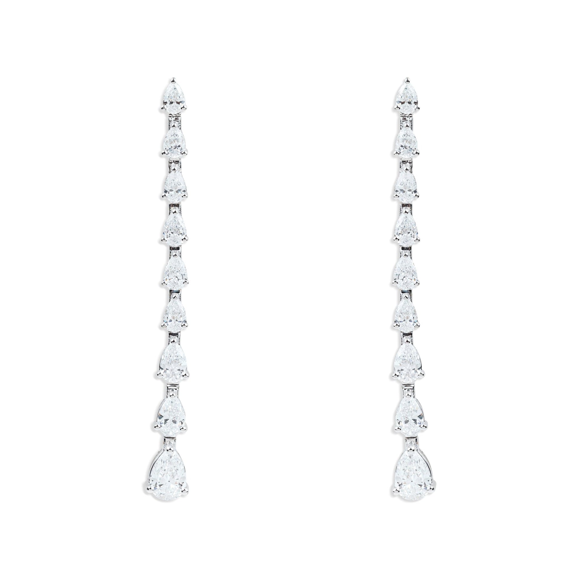 Pear - Shaped Diamond Long Earrings - ETERNAL JEWEL