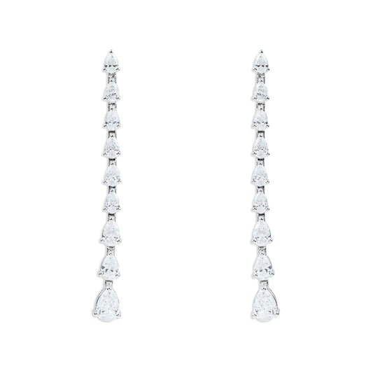 Pear - Shaped Diamond Long Earrings - ETERNAL JEWEL