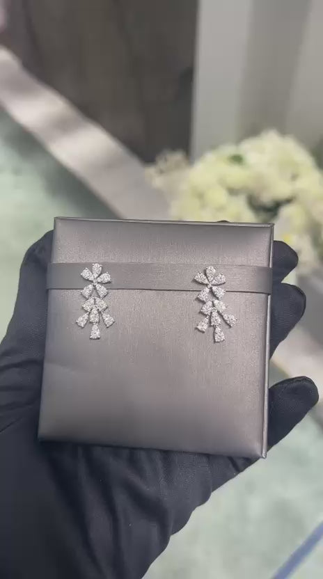 Floral Drop Diamond Earrings