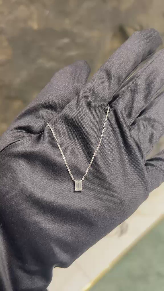 Solitaire Necklace( Emerald Cut)