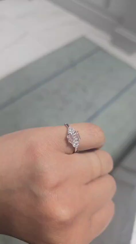 Fancy Pink Three-Stone Engagement Ring