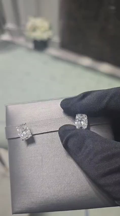 Cushion Cut Solitaire Studs