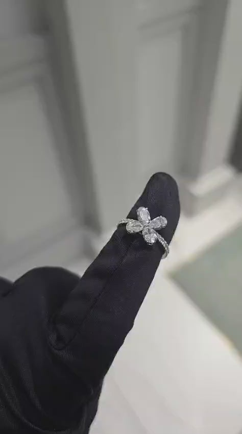 Oval - Pear Floral Diamond Ring