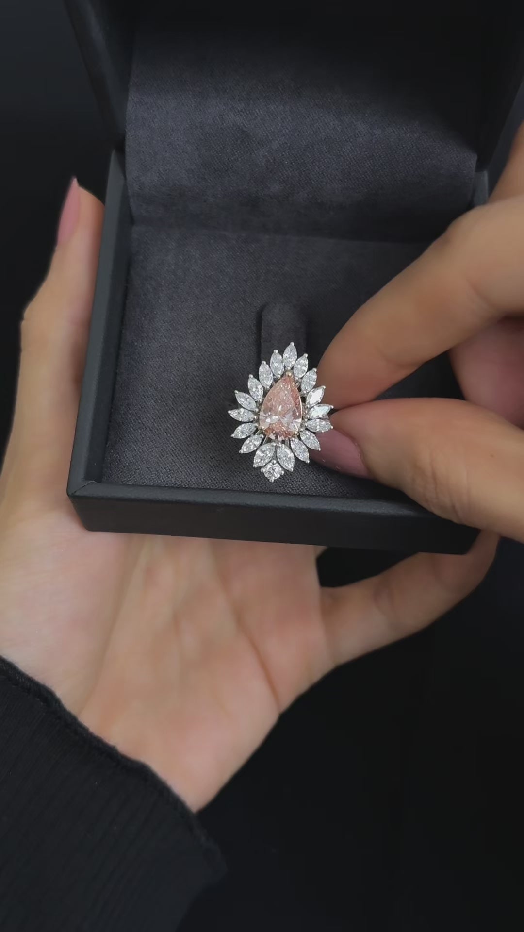 Imperial Pink Pear Diamond Ring
