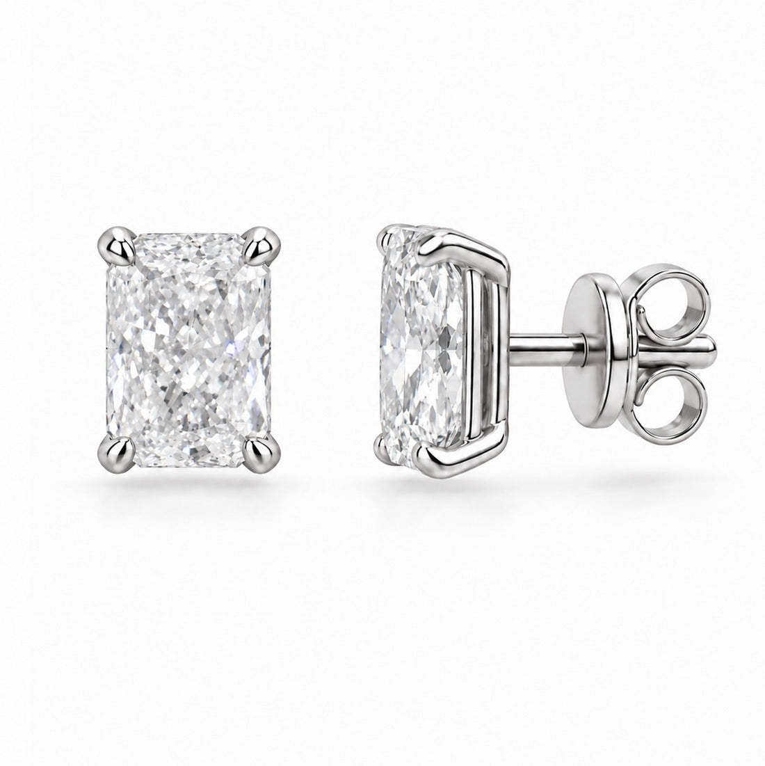 Radiant-Cut Diamond Solitaire Stud Earrings - ETERNAL JEWEL