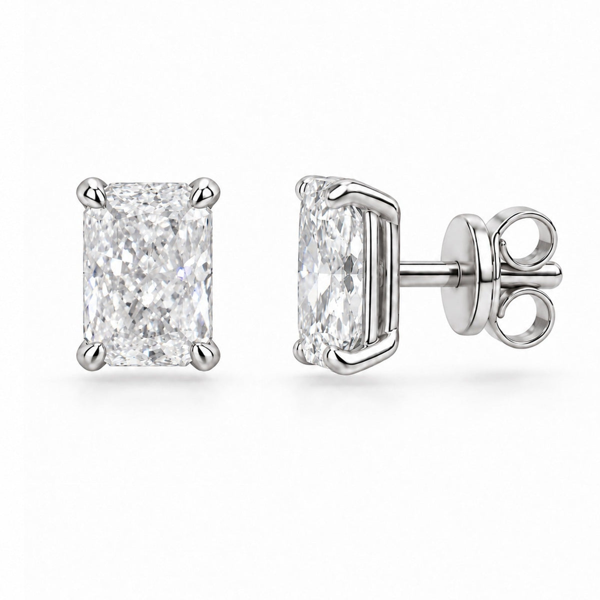 Radiant-Cut Diamond Solitaire Stud Earrings - ETERNAL JEWEL
