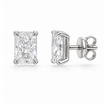 Radiant-Cut Diamond Solitaire Stud Earrings - ETERNAL JEWEL