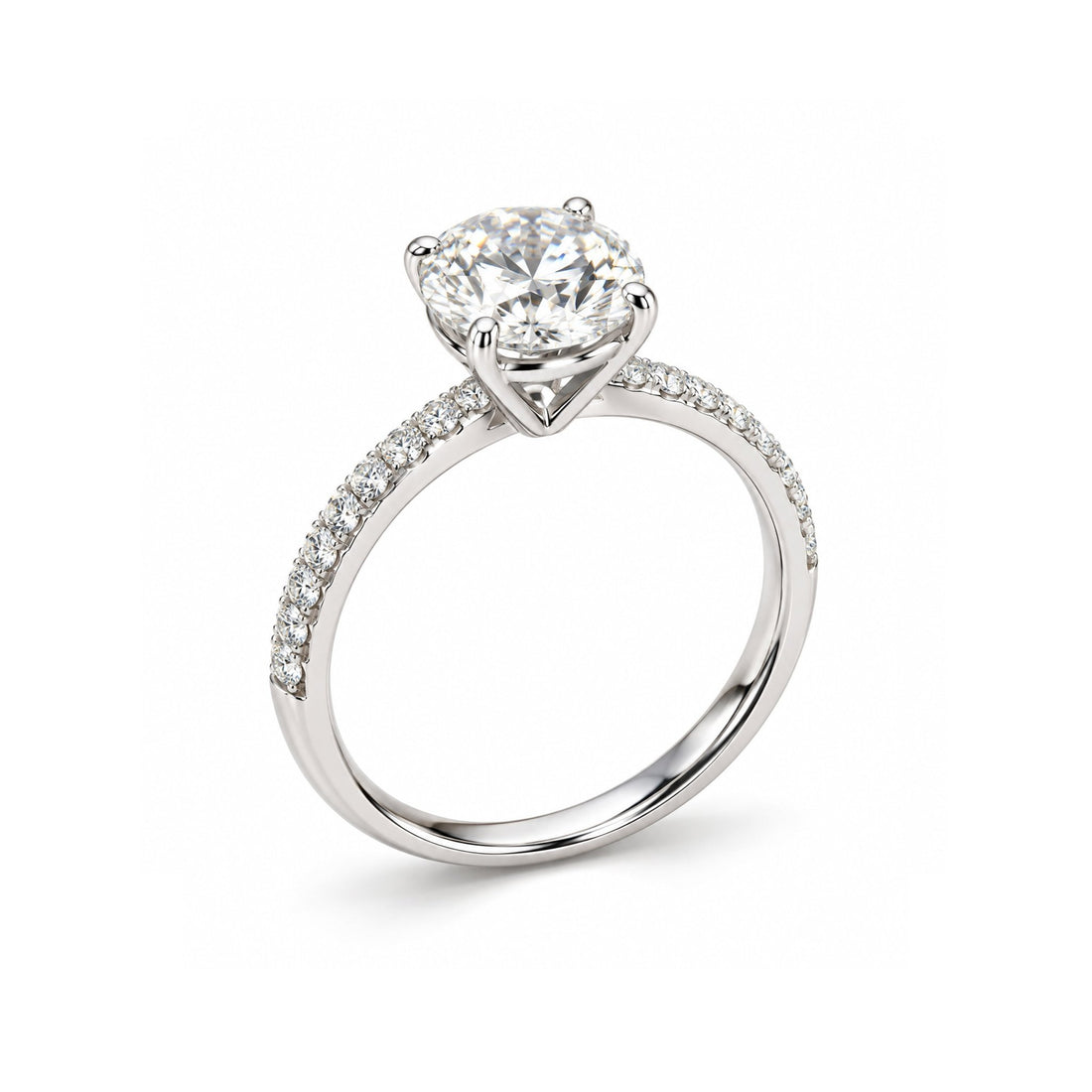 Round-Cut Pavé Solitaire Ring - ETERNAL JEWEL
