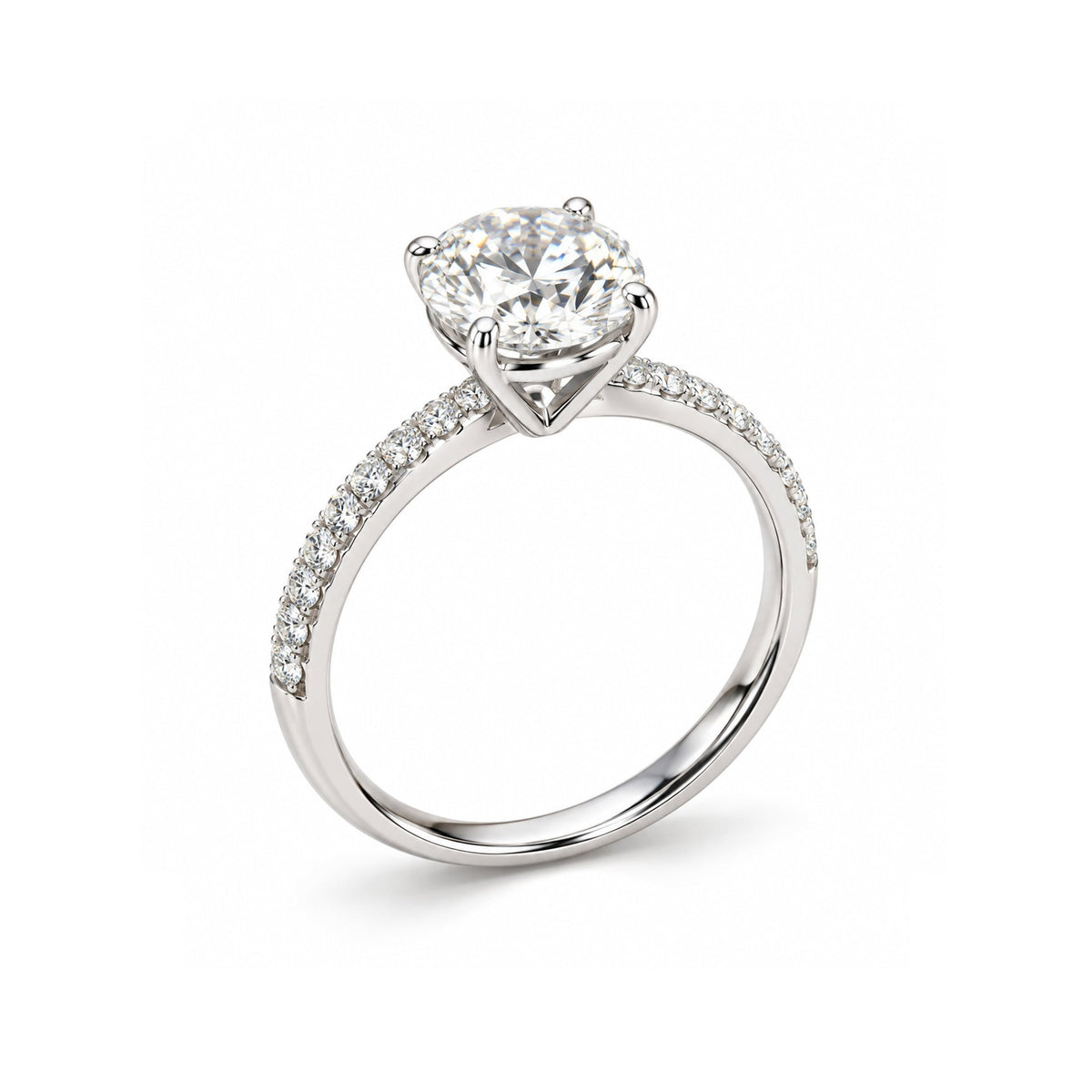 Round-Cut Pavé Solitaire Ring - ETERNAL JEWEL