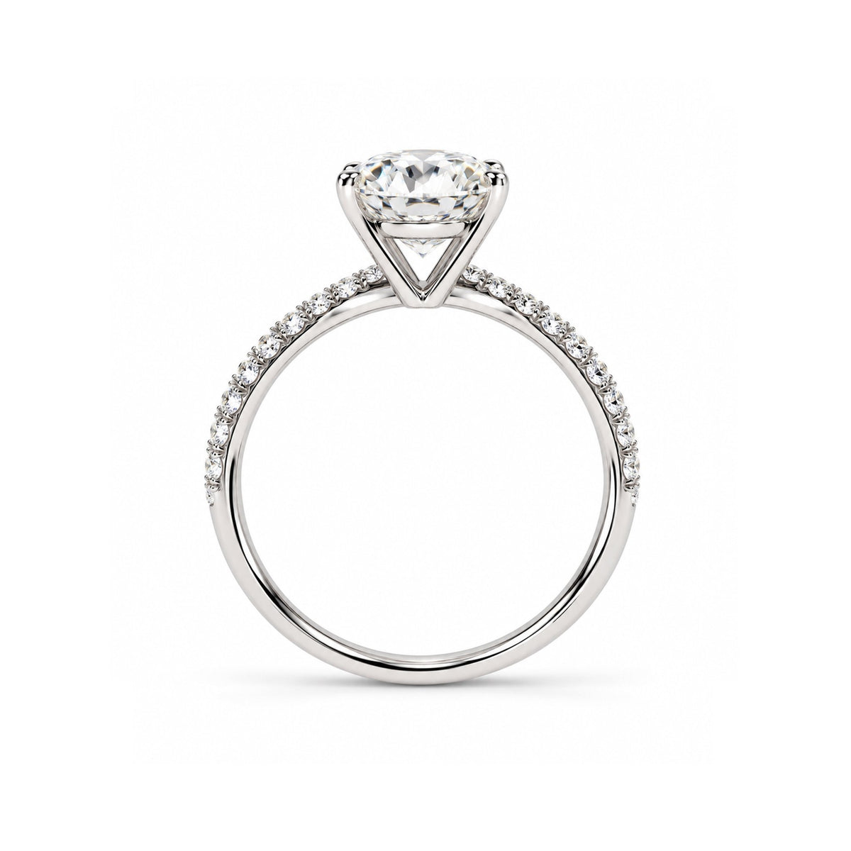 Round-Cut Pavé Solitaire Ring - ETERNAL JEWEL