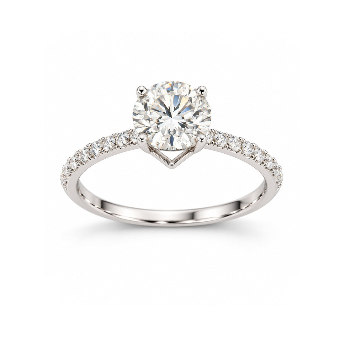 Round-Cut Pavé Solitaire Ring - ETERNAL JEWEL