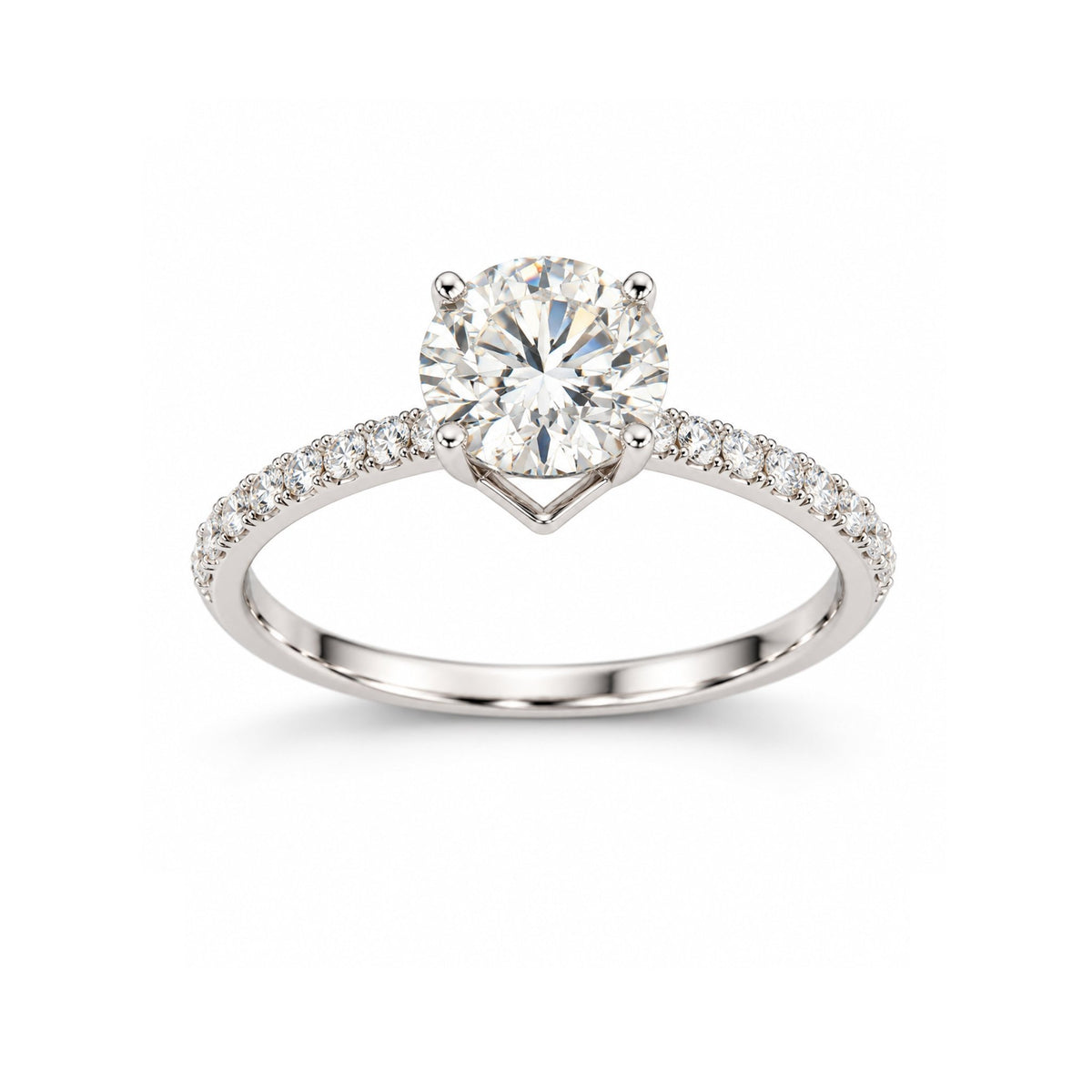 Round-Cut Pavé Solitaire Ring - ETERNAL JEWEL