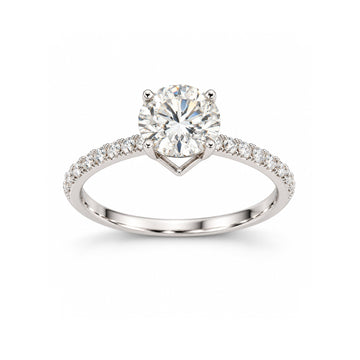 Round-Cut Pavé Solitaire Ring - ETERNAL JEWEL