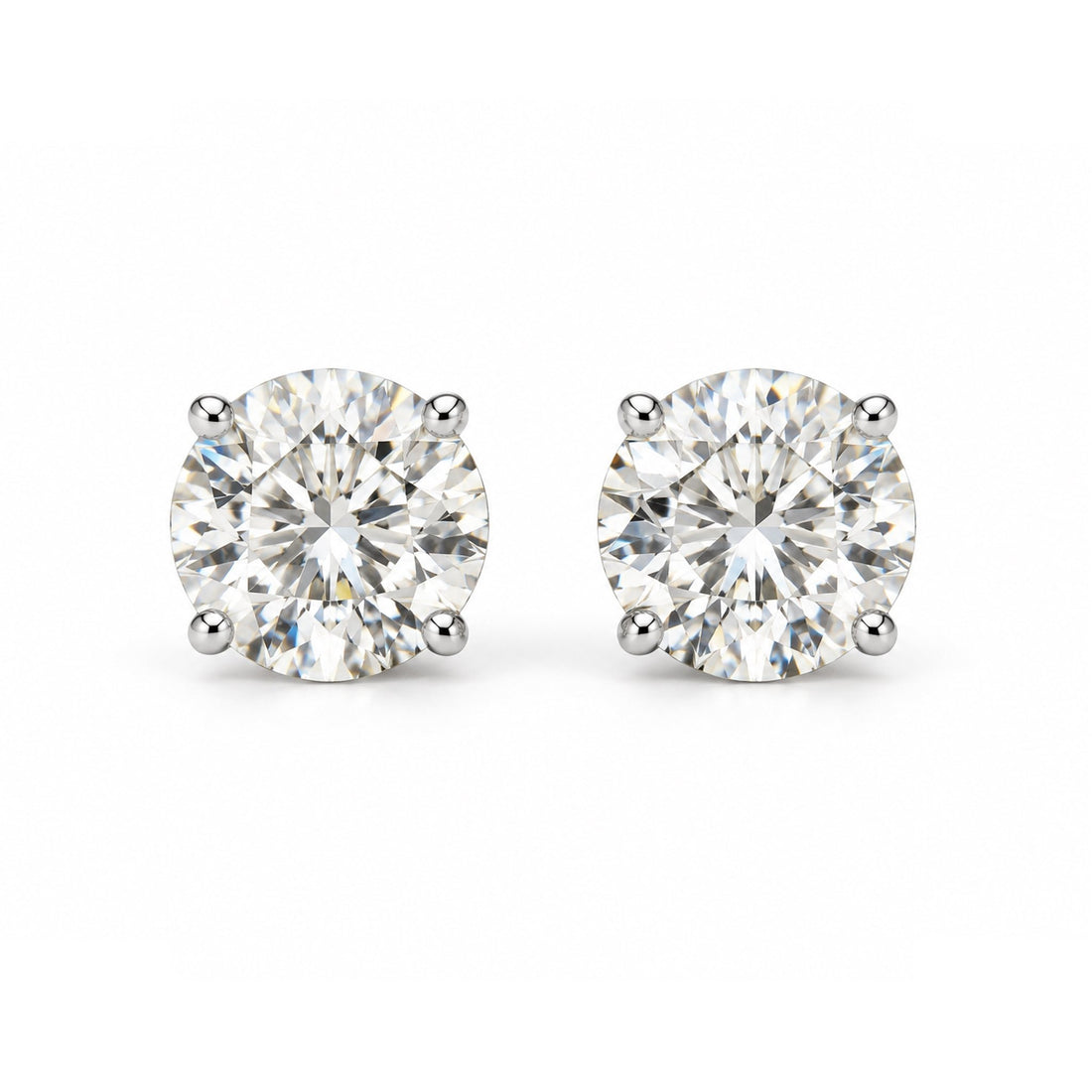 Round Diamond Solitaire Stud Earrings - ETERNAL JEWEL