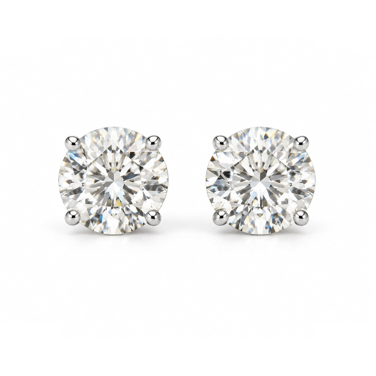 Round Diamond Solitaire Stud Earrings - ETERNAL JEWEL