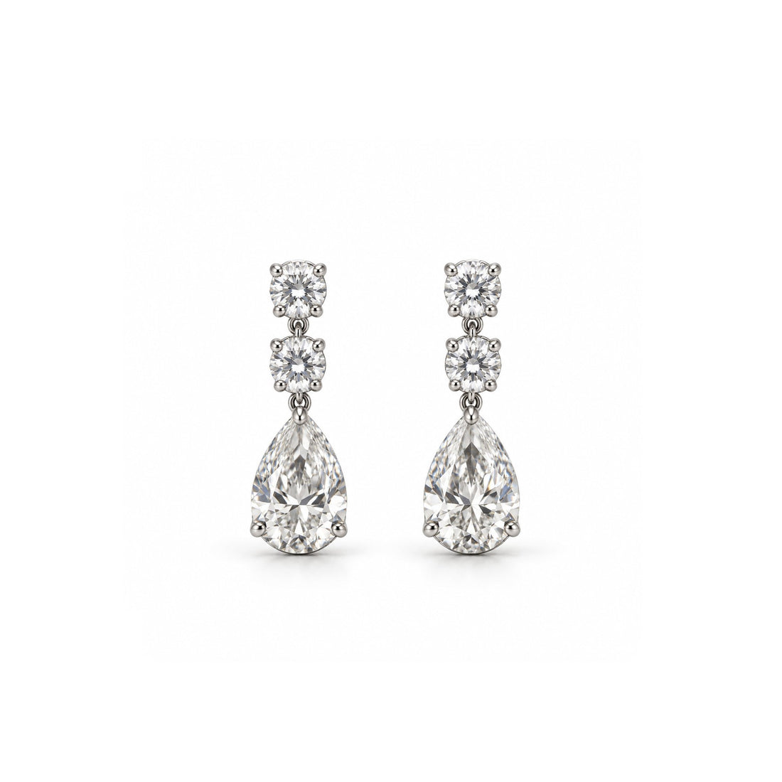 Round & Pear Diamond Drop Earrings - ETERNAL JEWEL