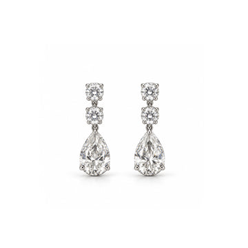 Round & Pear Diamond Drop Earrings - ETERNAL JEWEL