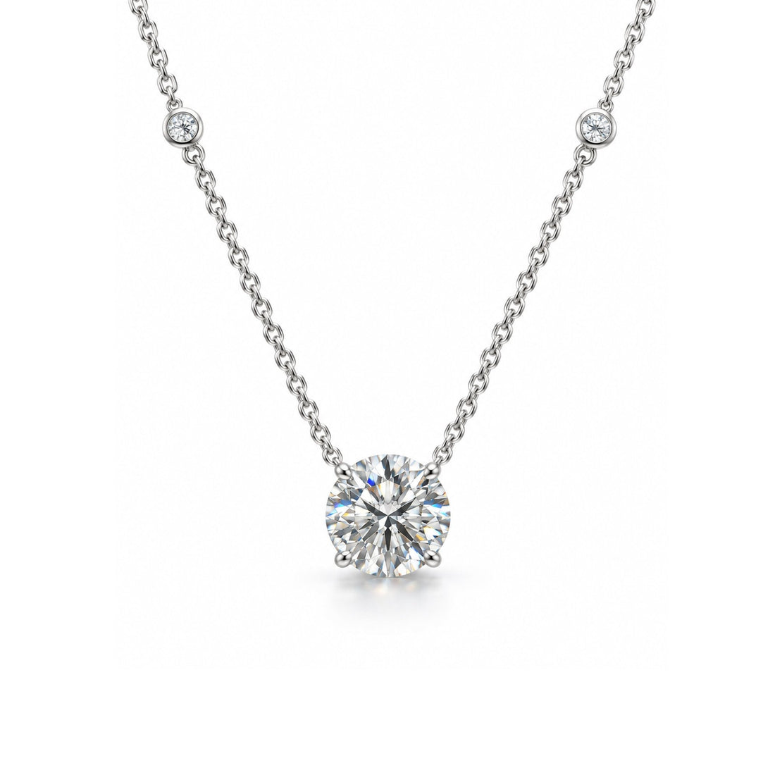 Round Solitaire Diamond Pendant Necklace - ETERNAL JEWEL