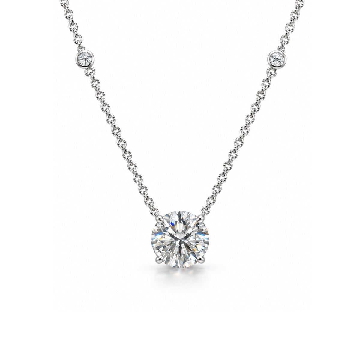 Round Solitaire Diamond Pendant Necklace - ETERNAL JEWEL
