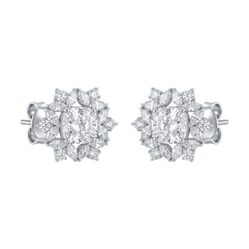Snowflake Diamond Halo Earrings – Princess Cut Center - ETERNAL JEWEL