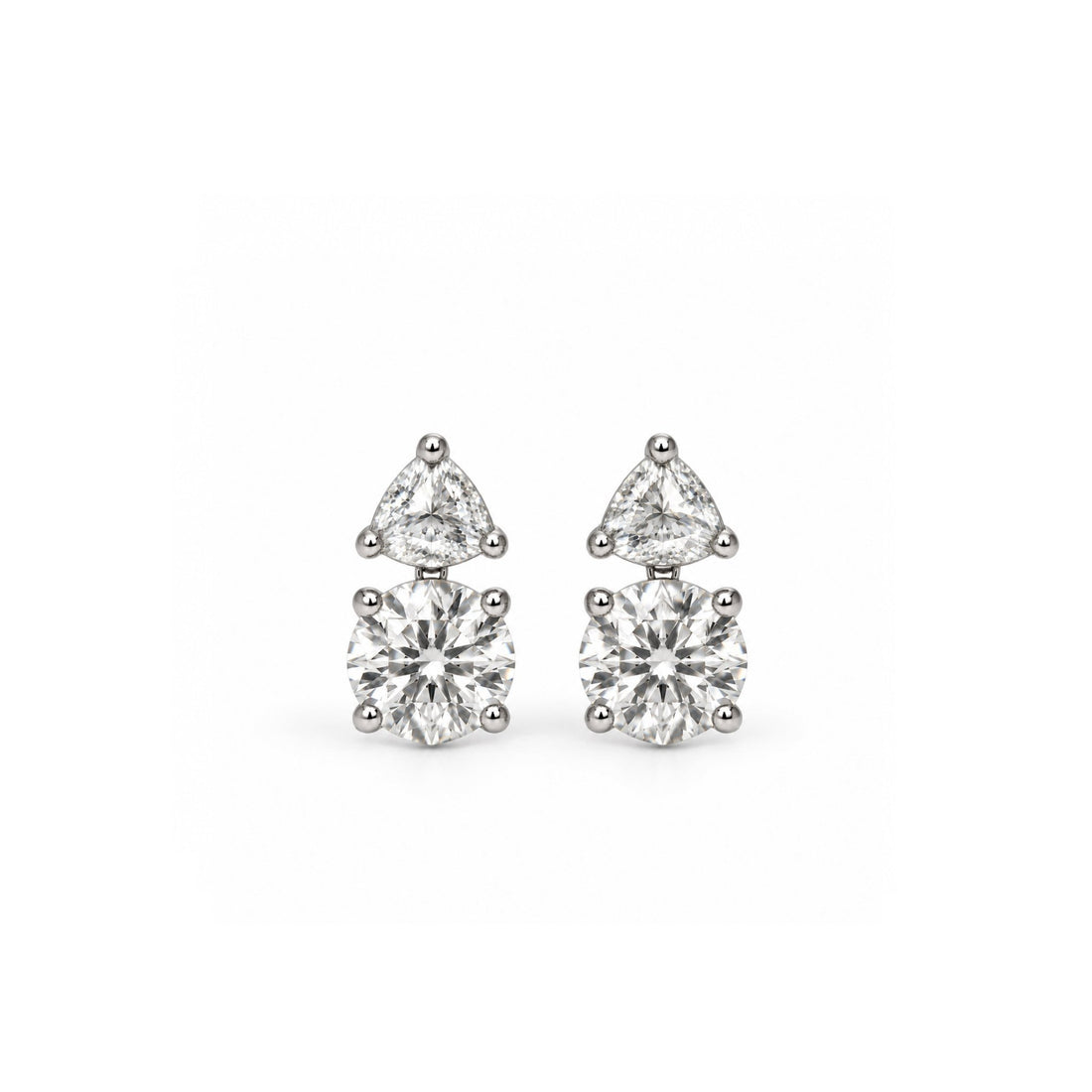 Trillion & Round Diamond Drop Earrings - ETERNAL JEWEL