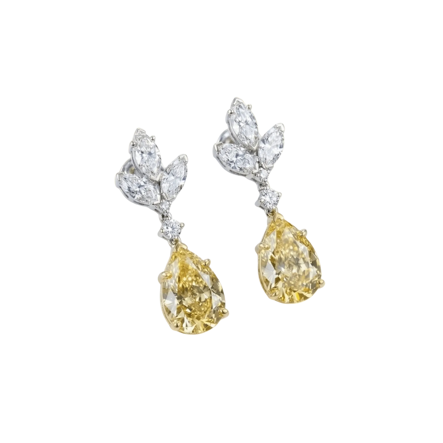 Yellow Pear Diamond Drop Earrings - ETERNAL JEWEL