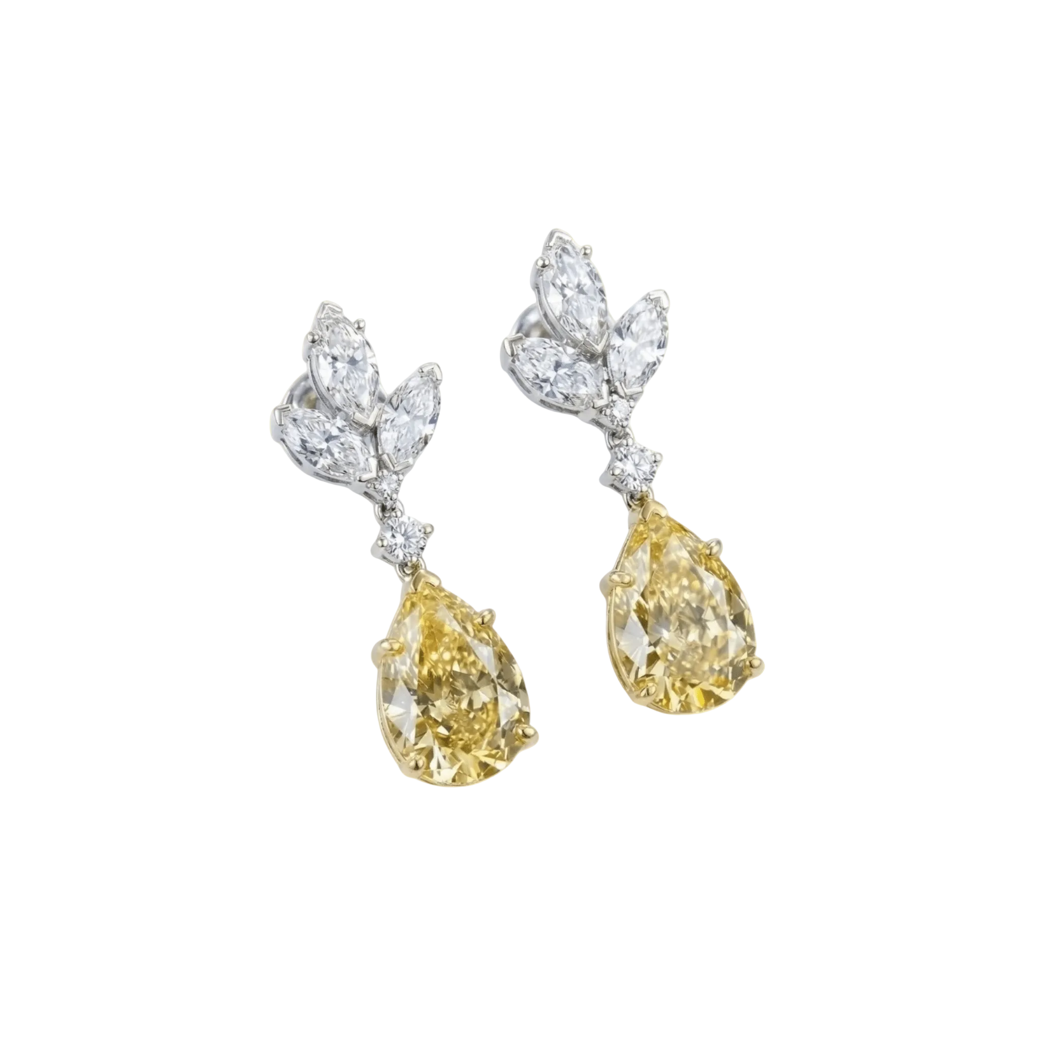 Yellow Pear Diamond Drop Earrings - ETERNAL JEWEL