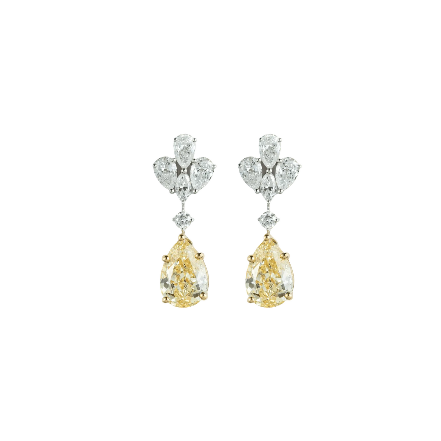 Yellow Pear Diamond Drop Earrings - ETERNAL JEWEL