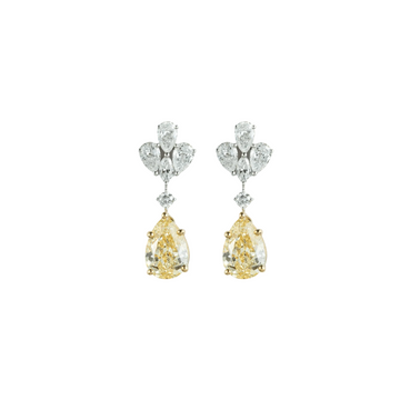 Yellow Pear Diamond Drop Earrings - ETERNAL JEWEL