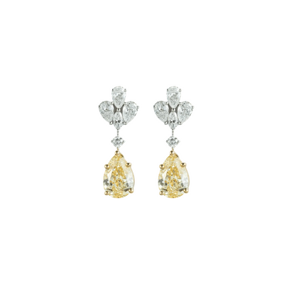 Yellow Pear Diamond Drop Earrings - ETERNAL JEWEL